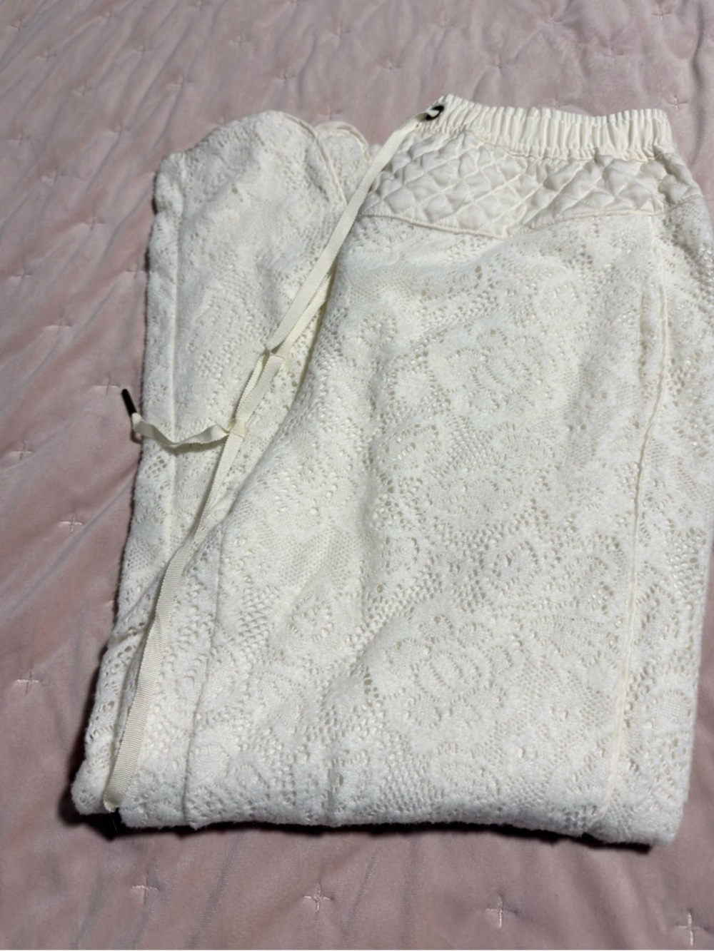 Anthropologie Saturday Sunday White Lace Jogger Pants XS - Picture 5 of 6